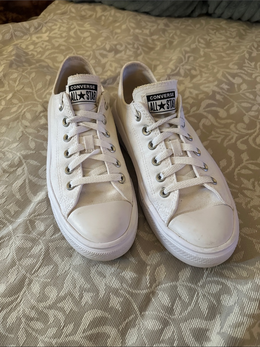 Converse White Canvas Platform Low Tops